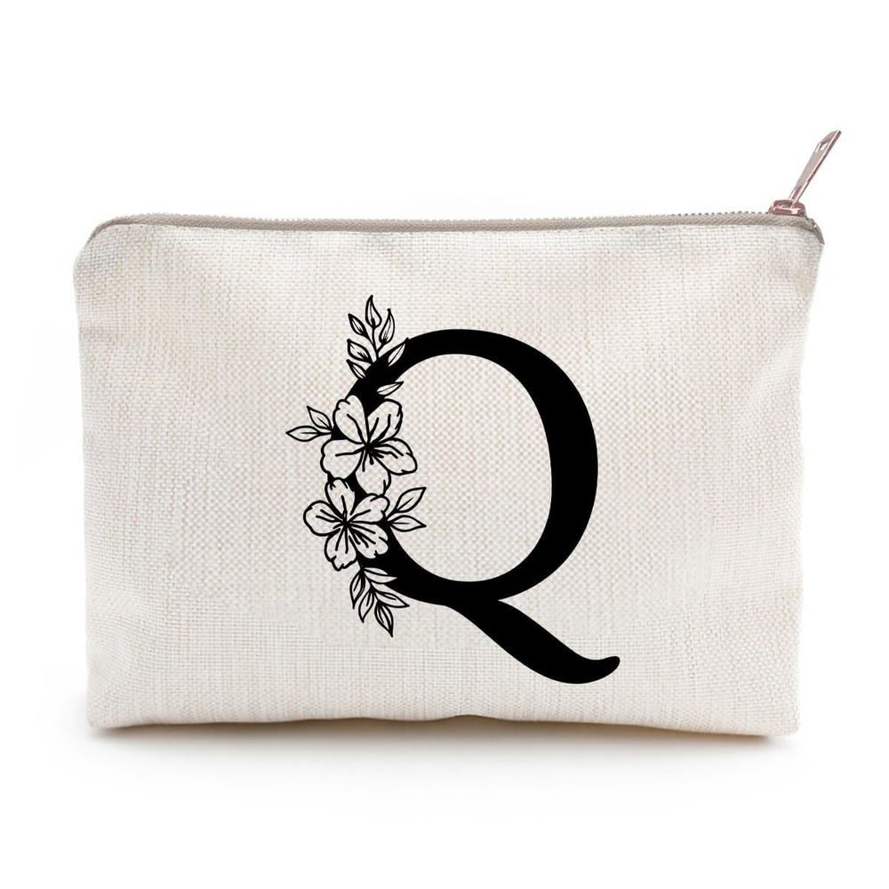 Monogram Toiletry Makeup Bag Personalized Travel Cosmetic Bag Floral Initial🐶